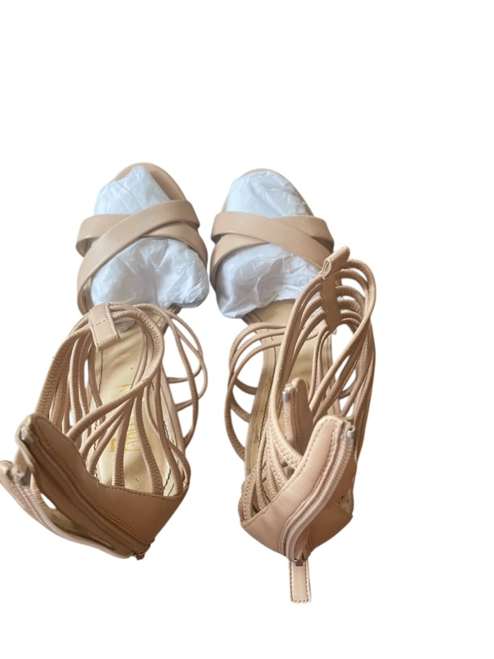 Rousseau Neutral Strappy Gladiator Heels - Women Great Condition